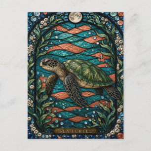 Cartão Postal Tartaruga Marinha Coral Baixios Illumina Vidro Pin