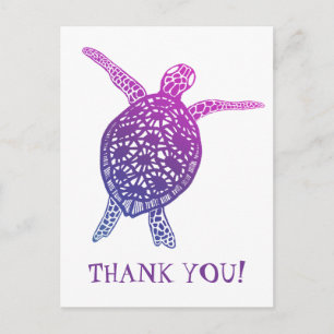 Cartão Postal Tartaruga Marinha THANK YOU! Roxo