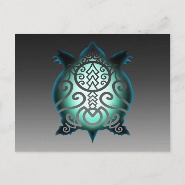 Cartão Postal Tartaruga Mordedora Silhueta Brilhante (Frente)