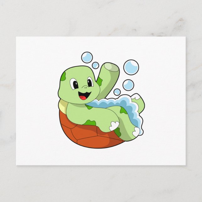 Cartão Postal Tartaruga no Banho com Espuma (Frente)
