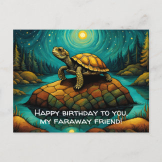 Cartão Postal Tartaruga Solitária Aniversário de Amigo à Distânc
