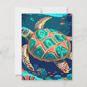 Cartão Postal Tartaruga Tribal