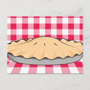 Cartão Postal tarte de cereja caseira em segundo plano