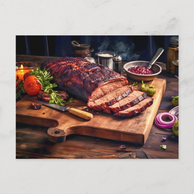 Cartão Postal Tasty sizzling BBQ Beef Brisket (Frente)
