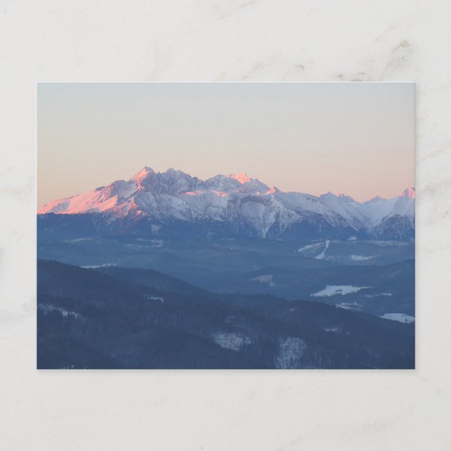 Cartão Postal Tatras no nascer do sol (Frente)