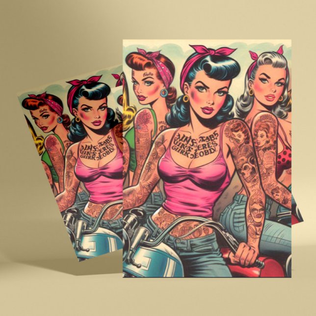Cartão Postal Tattoo Biker Girls Histórias em quadrinhos (Criador carregado)