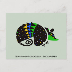 Cartão Postal Tatu desenhado à mão - Animal em extinção
