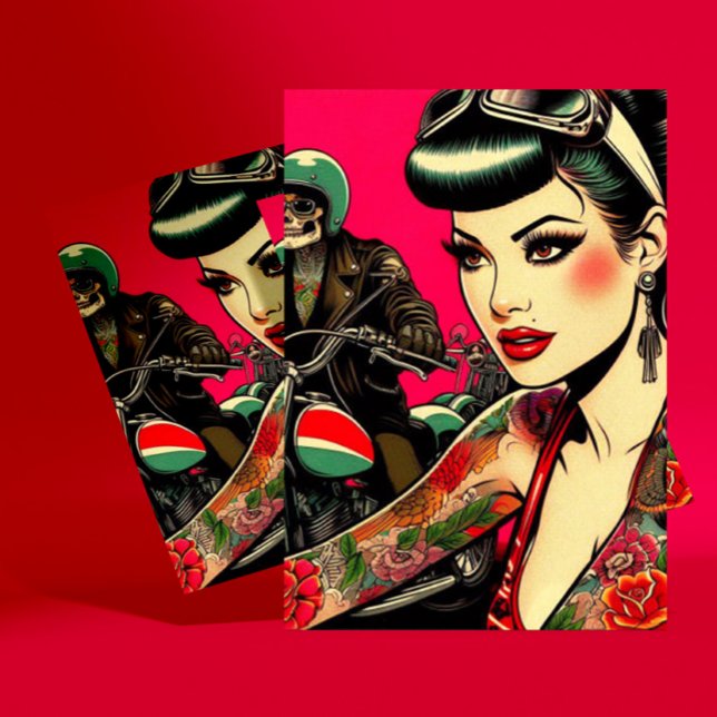 Cartão Postal Tatuagem Biker Girl (Criador carregado)