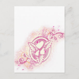 Cartão Postal Tatuagem Cardíaca com Flores