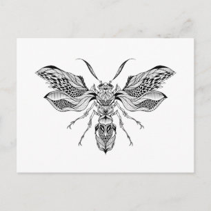 Cartão Postal Tatuagem De Bee-Wasp