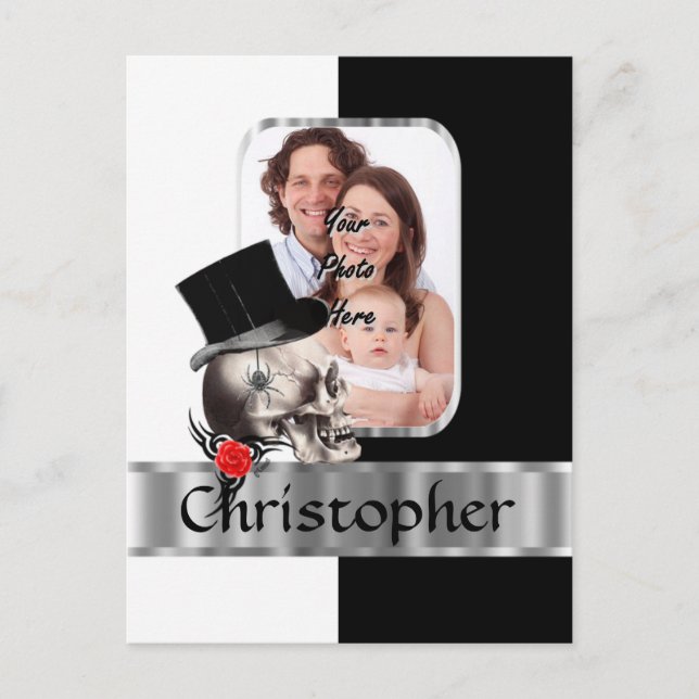 Cartão Postal Tatuagem do crânio gótico (Frente)