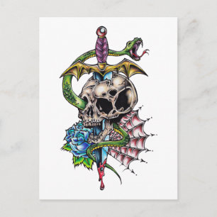 Cartão Postal Tatuagem do Skull & Dagger