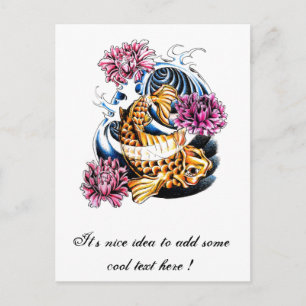 Cartão Postal Tatuagem legal Oriental Sorcky Koi Carp