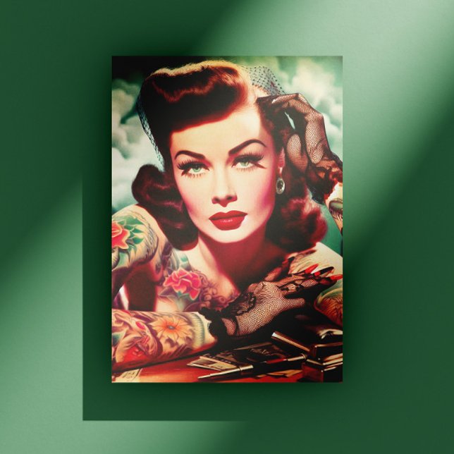 Cartão Postal Tatuagem retrô Pin-up (Criador carregado)