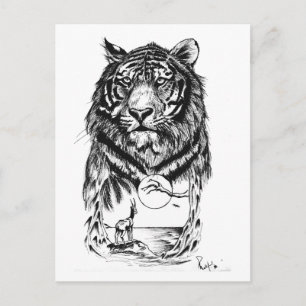 Cartão Postal Tatuagem Tiger Art