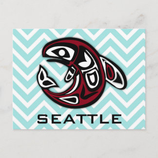 Cartão Postal Tatuagem Tribal Náutica de Seattle Totem Orca Bale