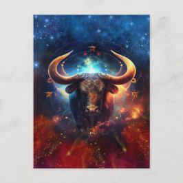 Cartão Postal Taurus Zodiac - Sinal Watercolor Design