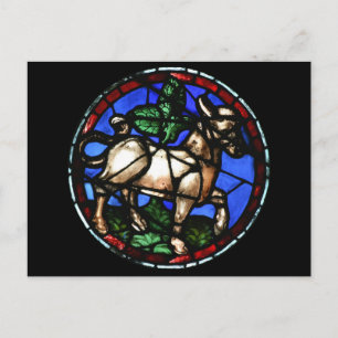Cartão Postal Taurus Zodiac StainGlass Notre-Dame de Paris P