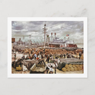 Cartão Postal Taxa na Canal Street Nova Orleans 1900