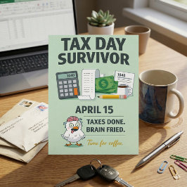 Cartão Postal Taxes Done Brain Fried Funny April 15 Tax Survivor
