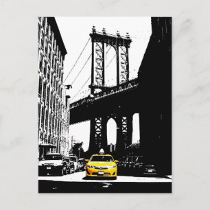 Cartão Postal Táxi Amarelo da Cidade de Nova York NYC Ponte de B