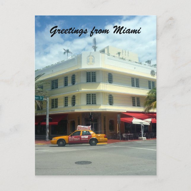 Cartão Postal táxi deco de miami (Frente)