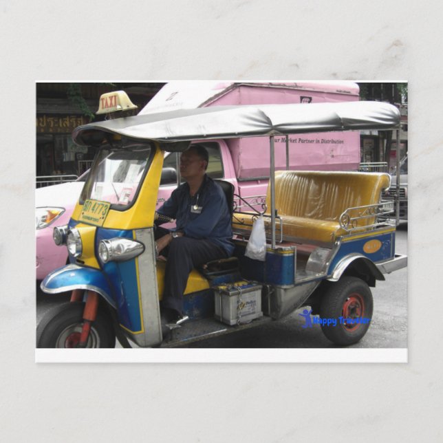 Cartão Postal Táxi Tuk-tuk em Bangkok - Táxi Único (Frente)