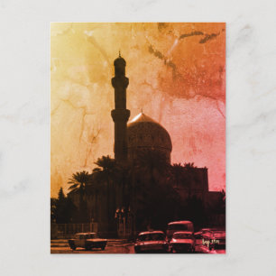 Cartão Postal Táxis da mesquita de Bagdá no Iraque antigo