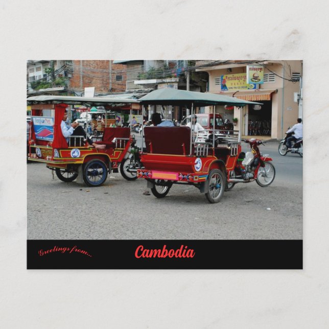 Cartão Postal Táxis em Phnom Penh no Camboja (Frente)