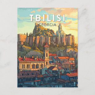 Cartão Postal Tbilisi Geórgia Ilustração Arte de Viagem Vintage