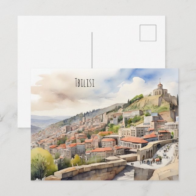 Cartão Postal Tbilisi watercolor art (Frente/Verso)