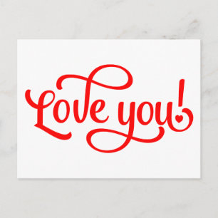 Cartão Postal Te Amo Casamento Noivado Aniversário Vermelho Bran
