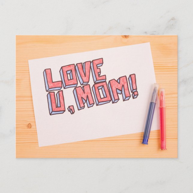 Cartão Postal Te amo, mãe (Frente)