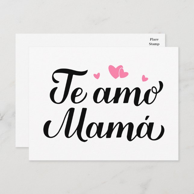 Cartão Postal Te amo, mãe, Dia de as mães espanhol (Frente/Verso)