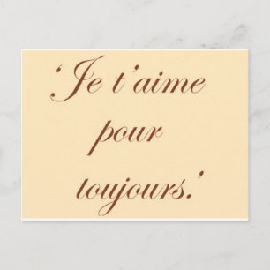 Cartão Postal Te amo para sempre na rosa claro de salmão frances