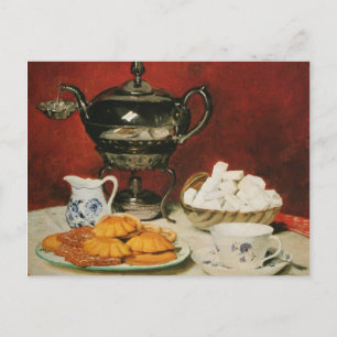 Cartão Postal Tea e rolos de fusão - Albert Anker