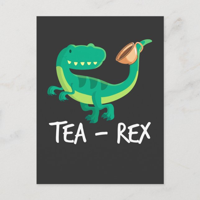 Cartão Postal Tea Rex Dinossauro T-Rex Divertido Dino Fofo (Frente)