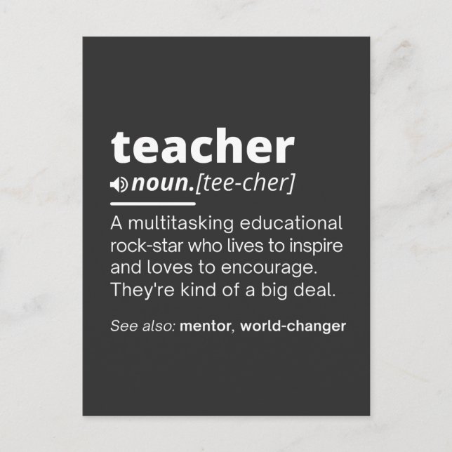 Cartão Postal Teacher Definition - Funny Teaching School Teacher (Frente)