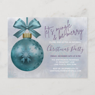 Cartão Postal Teal Bauble Purple Glitter - Festa de Natal