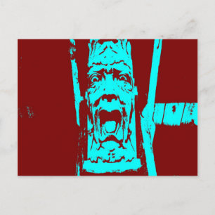 Cartão Postal Teal e Burgundy Rosto Engraçado