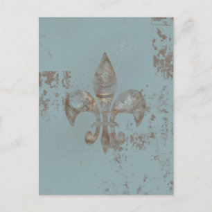 Cartão Postal Teal Fleur De lis