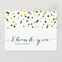 Teal & Yellow Confetti Dots Modern Obrigado