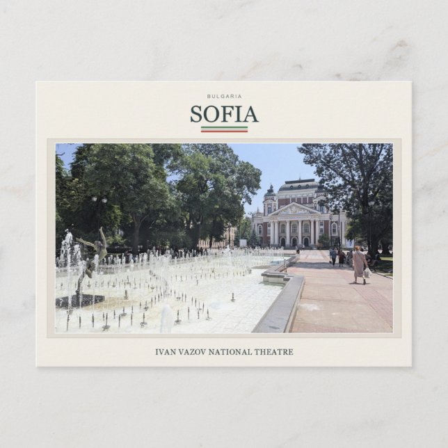 Cartão Postal Teatro e Fonte Ivan Vazov, Sófia (Frente)