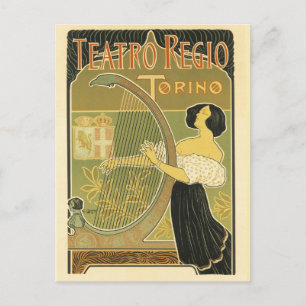 Cartão Postal Teatro Regio Vintage Arte Francesa Nouveau