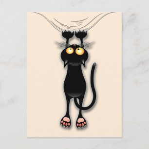 Cartão Postal Tecido de Arranque de Caracteres Engraçado de Cat