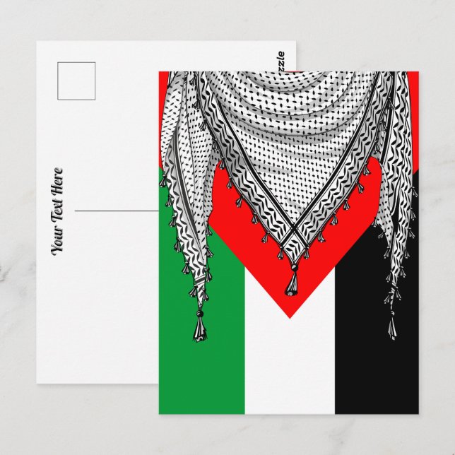 Cartão Postal Tecido Tradicional do Keffiyeh Scarf Palestino (Frente/Verso)