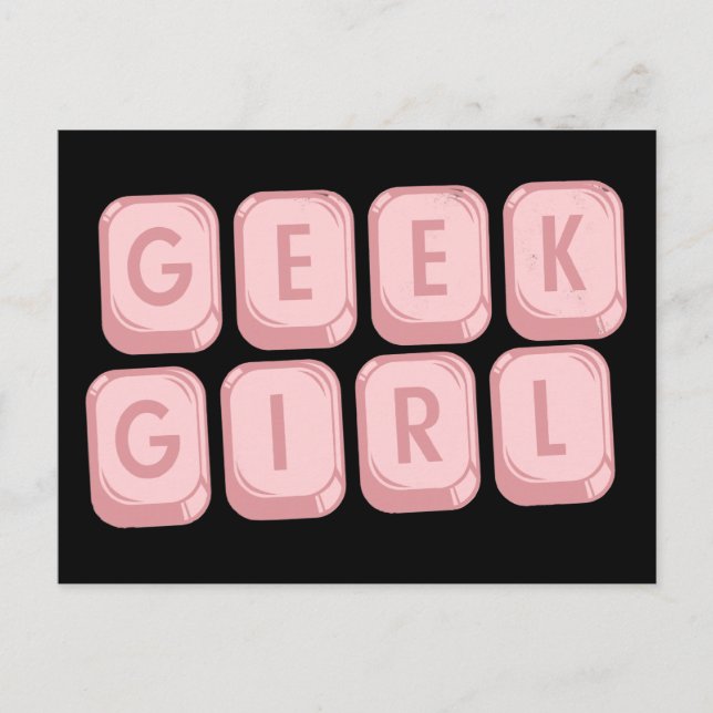 Cartão Postal Teclado Rosa geek (Frente)