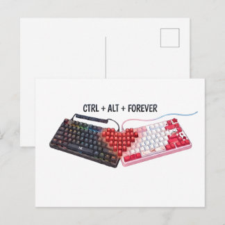 Cartão Postal Teclados de Casal Ctrl Alt Forever Design