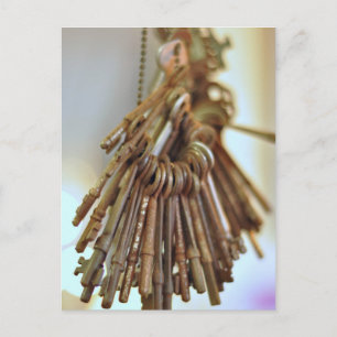 Cartão Postal Teclas Vintage Chaves de Esqueleto Vintage