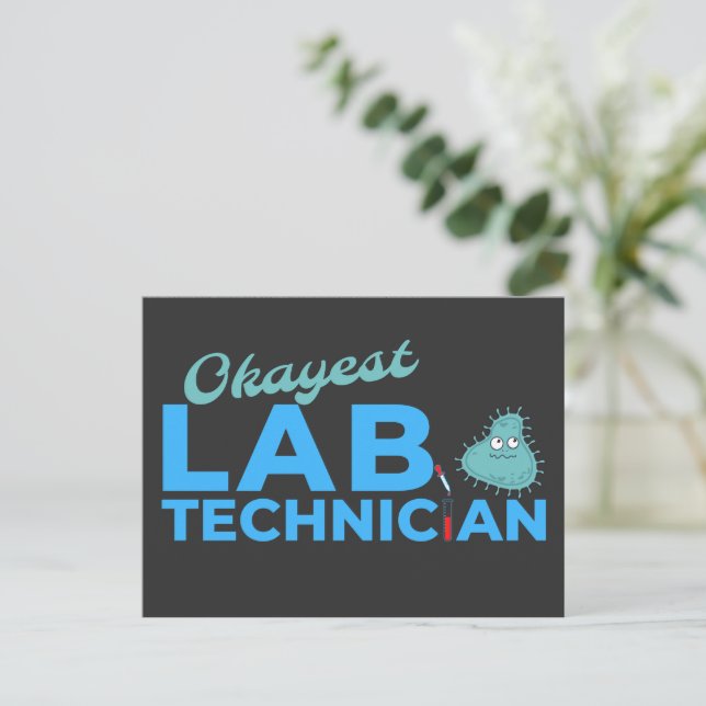 CARTÃO POSTAL TÉCNICO DE LABORATÓRIO OKAYEST - TÉCNICA DE LABORA (Em pé/Frente)